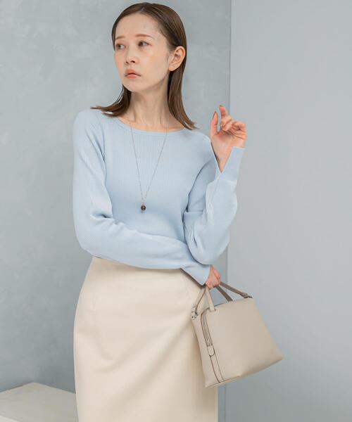 URBAN RESEARCH ROSSO WOMEN（アーバンリサーチ　ロッソ）の「シルク混スリットスリーブリブニット（ニット/セーター・レディース・オフホワイト/ブルー系その他/ネイビー/イエロー・FREE）」の12枚目の写真