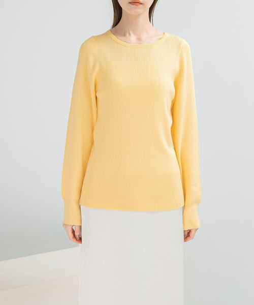 URBAN RESEARCH ROSSO WOMEN（アーバンリサーチ　ロッソ）の「シルク混スリットスリーブリブニット（ニット/セーター・レディース・オフホワイト/ブルー系その他/ネイビー/イエロー・FREE）」の20枚目の写真