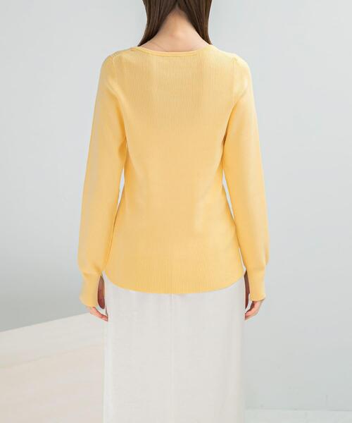 URBAN RESEARCH ROSSO WOMEN（アーバンリサーチ　ロッソ）の「シルク混スリットスリーブリブニット（ニット/セーター・レディース・オフホワイト/ブルー系その他/ネイビー/イエロー・FREE）」の15枚目の写真