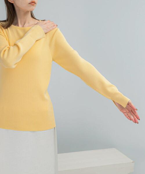 URBAN RESEARCH ROSSO WOMEN（アーバンリサーチ　ロッソ）の「シルク混スリットスリーブリブニット（ニット/セーター・レディース・オフホワイト/ブルー系その他/ネイビー/イエロー・FREE）」の16枚目の写真