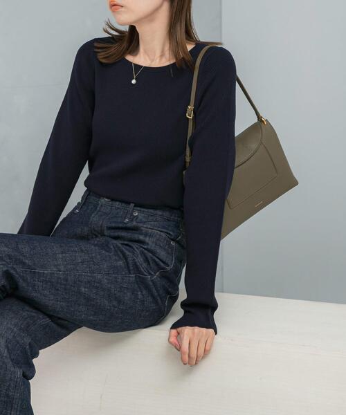 URBAN RESEARCH ROSSO WOMEN（アーバンリサーチ　ロッソ）の「シルク混スリットスリーブリブニット（ニット/セーター・レディース・オフホワイト/ブルー系その他/ネイビー/イエロー・FREE）」の12枚目の写真