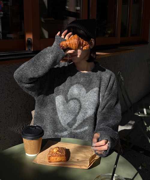 Gaphos （ガフォス）の「シャギーハートニット（ニット/セーター・メンズ・ブラック/ダークグレー・2/1）」の2枚目の写真