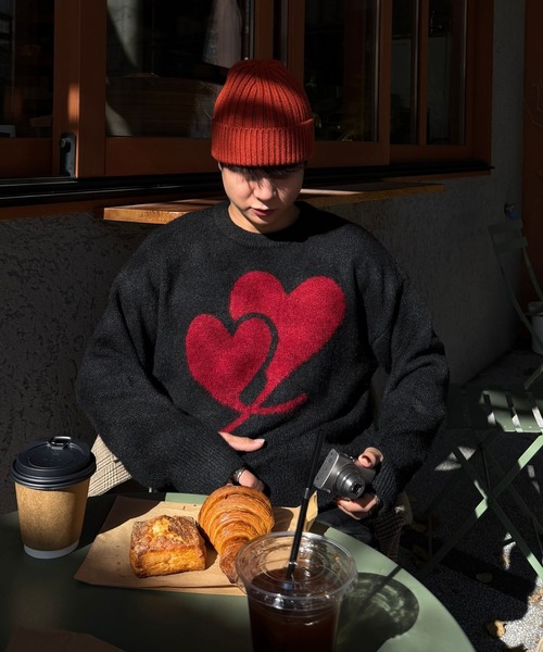 Gaphos （ガフォス）の「シャギーハートニット（ニット/セーター・メンズ・ブラック/ダークグレー・2/1）」の5枚目の写真