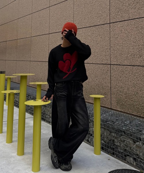 Gaphos （ガフォス）の「シャギーハートニット（ニット/セーター・メンズ・ブラック/ダークグレー・2/1）」の7枚目の写真