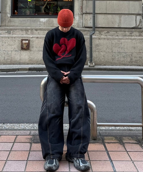 Gaphos （ガフォス）の「シャギーハートニット（ニット/セーター・メンズ・ブラック/ダークグレー・2/1）」の8枚目の写真