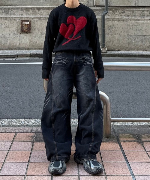 Gaphos （ガフォス）の「シャギーハートニット（ニット/セーター・メンズ・ブラック/ダークグレー・2/1）」の11枚目の写真