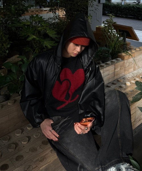 Gaphos （ガフォス）の「シャギーハートニット（ニット/セーター・メンズ・ブラック/ダークグレー・2/1）」の4枚目の写真