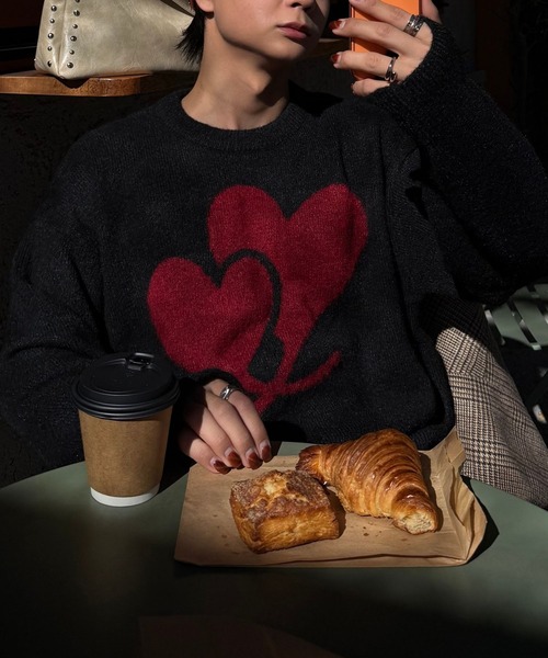 Gaphos （ガフォス）の「シャギーハートニット（ニット/セーター・メンズ・ブラック/ダークグレー・2/1）」の3枚目の写真