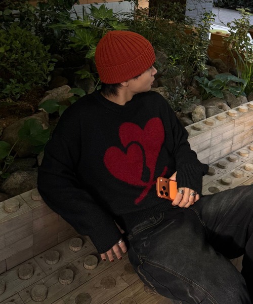 Gaphos （ガフォス）の「シャギーハートニット（ニット/セーター・メンズ・ブラック/ダークグレー・2/1）」の6枚目の写真