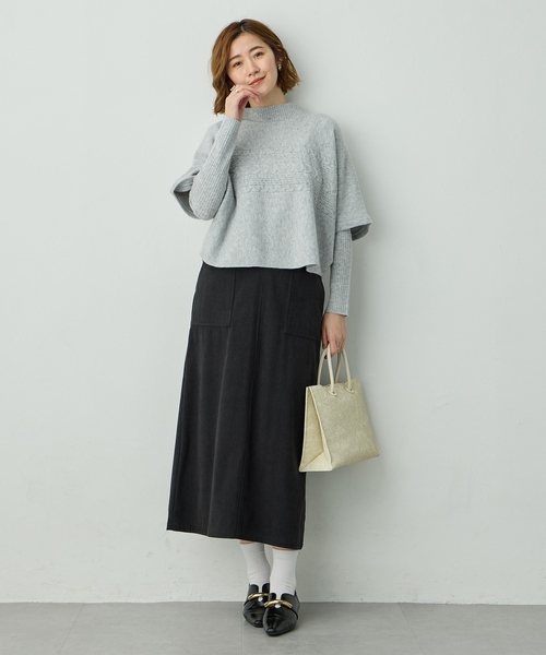 Petit Honfleur(プチオンフルール)の「ポンチョアンサンブルニット【セット商品・3WAY・新色追加】(ニット/セーター・レディース・モカ/ネイビー/グレー/ベージュ・L/M)」の14枚目の写真