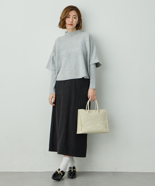 Petit Honfleur(プチオンフルール)の「ポンチョアンサンブルニット【セット商品・3WAY・新色追加】(ニット/セーター・レディース・モカ/ネイビー/グレー/ベージュ・L/M)」の15枚目の写真