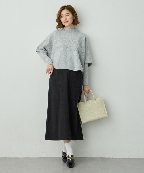 Petit Honfleur(プチオンフルール)の「ポンチョアンサンブルニット【セット商品・3WAY・新色追加】(ニット/セーター・レディース・モカ/ネイビー/グレー/ベージュ・L/M)」の16枚目の写真