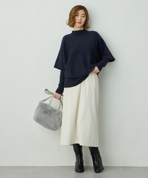 Petit Honfleur(プチオンフルール)の「ポンチョアンサンブルニット【セット商品・3WAY・新色追加】(ニット/セーター・レディース・モカ/ネイビー/グレー/ベージュ・L/M)」の17枚目の写真