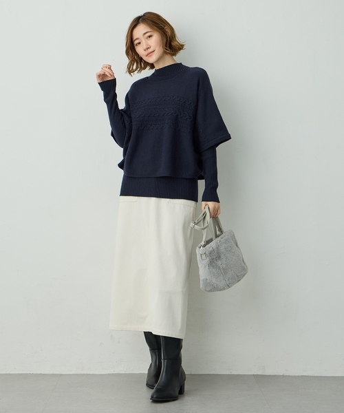 Petit Honfleur(プチオンフルール)の「ポンチョアンサンブルニット【セット商品・3WAY・新色追加】(ニット/セーター・レディース・モカ/ネイビー/グレー/ベージュ・L/M)」の19枚目の写真