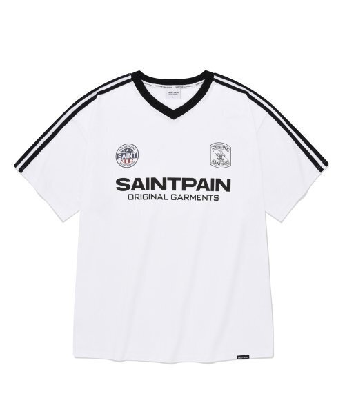 SAINTPAIN(セイントペイン)の「SPセイントクラブ VネックTシャツ-ホワイト(Tシャツ/カットソー・レディース・その他・LARGE/MEDIUM/X-LARGE/SMALL)」の1枚目の写真