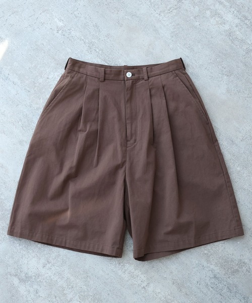 bulle de savon(ビュルデサボン)の「△高密度ツイル サンドウォッシュ ショートパンツ(その他パンツ・レディース・ベージュ/ネイビー/ダークブラウン・FREE)」の2枚目の写真