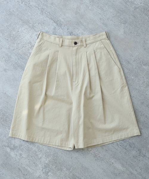 bulle de savon(ビュルデサボン)の「△高密度ツイル サンドウォッシュ ショートパンツ(その他パンツ・レディース・ベージュ/ネイビー/ダークブラウン・FREE)」の1枚目の写真