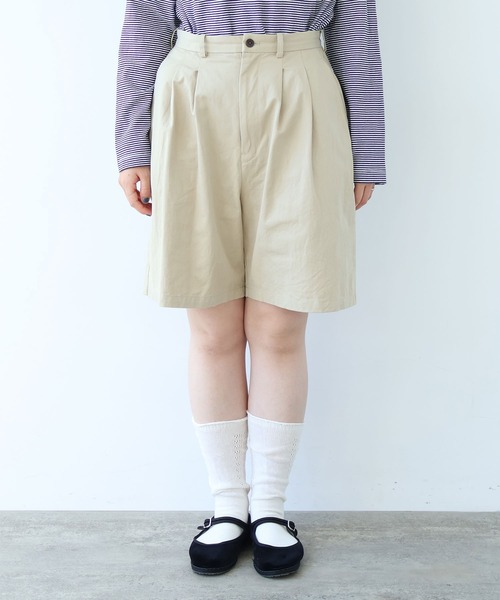 bulle de savon(ビュルデサボン)の「△高密度ツイル サンドウォッシュ ショートパンツ(その他パンツ・レディース・ベージュ/ネイビー/ダークブラウン・FREE)」の5枚目の写真
