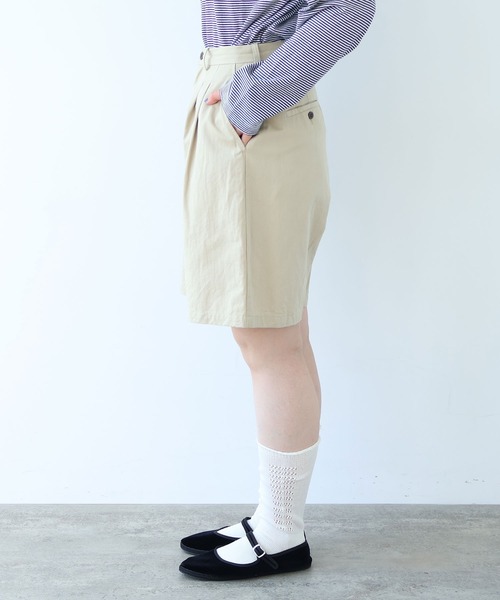 bulle de savon(ビュルデサボン)の「△高密度ツイル サンドウォッシュ ショートパンツ(その他パンツ・レディース・ベージュ/ネイビー/ダークブラウン・FREE)」の6枚目の写真