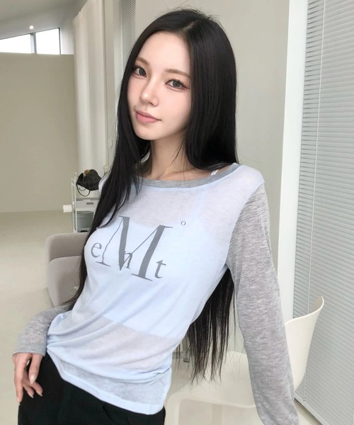MUCENT（ムセント）の「A'GEM/9 × .kom 『MUCENT/ムセント』 MAIN SYMBOL SEE THROUGH T/メインシンボル シースルー 長袖Ｔシャツ（Tシャツ/カットソー・レディース・ブラック/ホワイト・FREE）」の6枚目の写真