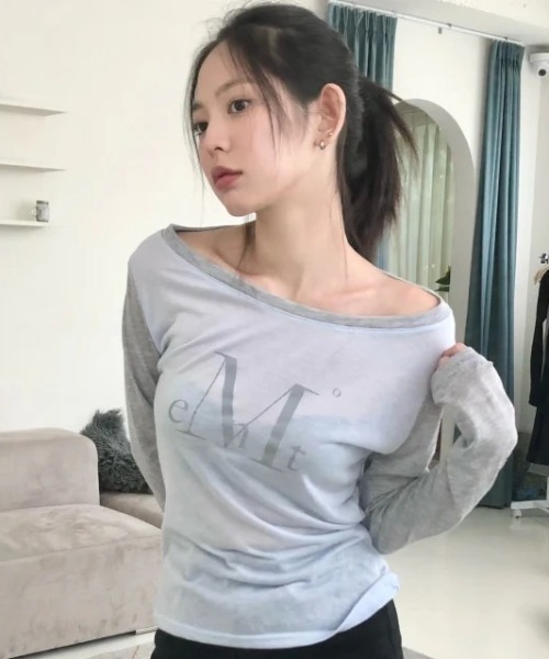 MUCENT（ムセント）の「A'GEM/9 × .kom 『MUCENT/ムセント』 MAIN SYMBOL SEE THROUGH T/メインシンボル シースルー 長袖Ｔシャツ（Tシャツ/カットソー・レディース・ブラック/ホワイト・FREE）」の7枚目の写真