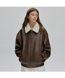 AFTERHOURS（アフターアワーズ）の「DETACHABLE FUR COLLAR LEATHER BLOUSON (BROWN)（ライダースジャケット）」