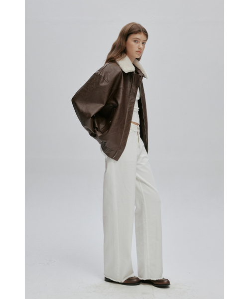 AFTERHOURS(アフターアワーズ)の「DETACHABLE FUR COLLAR LEATHER BLOUSON (BROWN)(ライダースジャケット・レディース・ブラウン・FREE)」の3枚目の写真