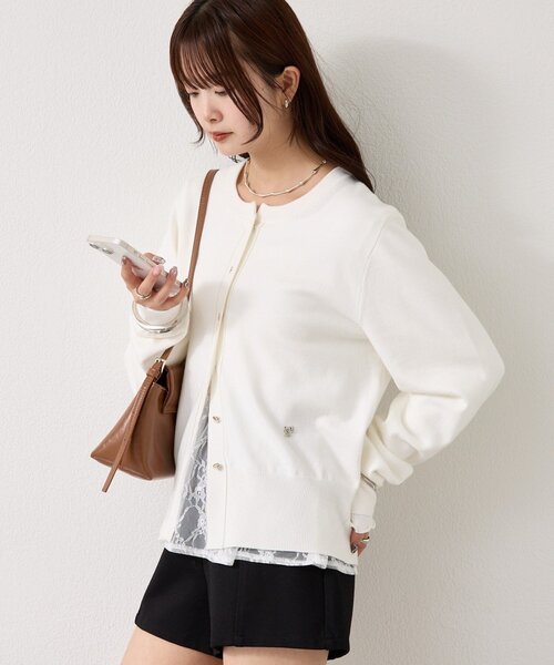 mystic(ミスティック)の「【5色展開◎】チャーム付きデイリーカーディガン(カーディガン/ボレロ・レディース・ブラック/ピンク/ブルー/グレー/オフホワイト・FREE)」の9枚目の写真