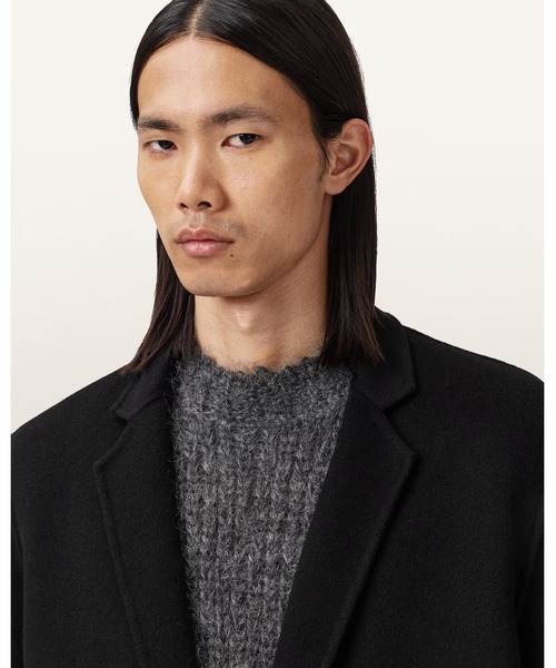 ALLSAINTS（オールセインツ）の「BRAX RELAXED FIT WOOL COAT | BRAX リラックス フィット ウール コート（チェスターコート・メンズ・ブラック・34/36/38）」の2枚目の写真