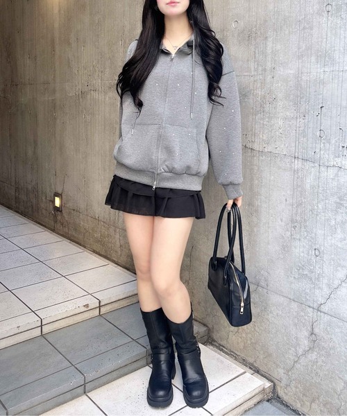 INGNI（イング）の「【WEB限定】ビジュー付ダンボールジップパーカー（パーカー・レディース・アイボリー/モカ/チャコールグレー/グレー・M）」の19枚目の写真