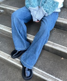 裏起毛デニムワイドパンツ