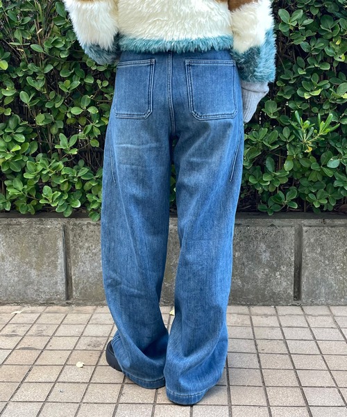 CRB(シーアールビー)の「裏起毛デニムワイドパンツ(デニムパンツ・レディース・ブルー/サックスブルー・S/M/L)」の9枚目の写真