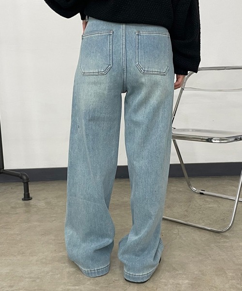 CRB(シーアールビー)の「裏起毛デニムワイドパンツ(デニムパンツ・レディース・ブルー/サックスブルー・S/M/L)」の20枚目の写真