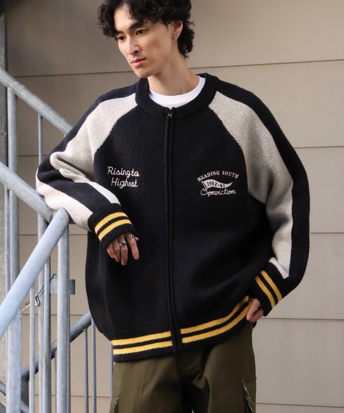 POWER TO THE PEOPLE(パワートゥーザピープル)の「【POWER TO THE PEOPLE/パワートゥーザピープル】Tiger Knit Souvenir Jacket/タイガーニット スーベニア ジャケット(ブルゾン・メンズ・ダークブラウン/ブラック/バーガンディー・L/M/LL)」の9枚目の写真