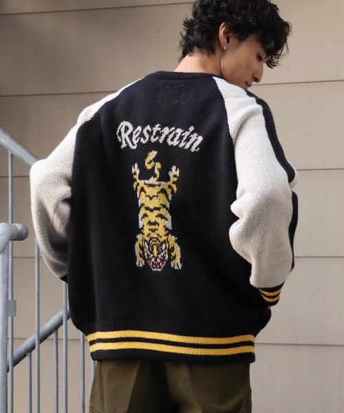 POWER TO THE PEOPLE(パワートゥーザピープル)の「【POWER TO THE PEOPLE/パワートゥーザピープル】Tiger Knit Souvenir Jacket/タイガーニット スーベニア ジャケット(ブルゾン・メンズ・ダークブラウン/ブラック/バーガンディー・L/M/LL)」の12枚目の写真