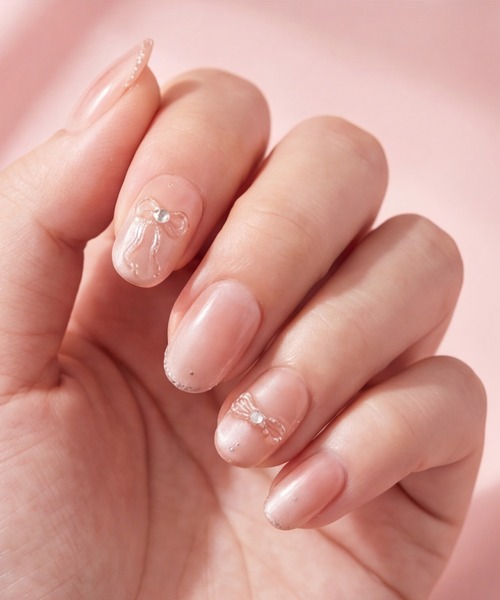 KONVINI（コンビニ）の「【not a nail】水光マグネットデザインガーリーリボンネイルチップ（ネイルシール/ネイルチップ・レディース・ライトピンク/ピンク・MEDIUM）」の7枚目の写真