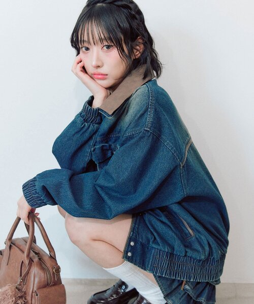 OLIVE des OLIVE(オリーブデオリーブ)の「リボンビッグブルゾン(ブルゾン・レディース・ワンウォッシュ/アイボリー/ピンク・FREE)」の21枚目の写真