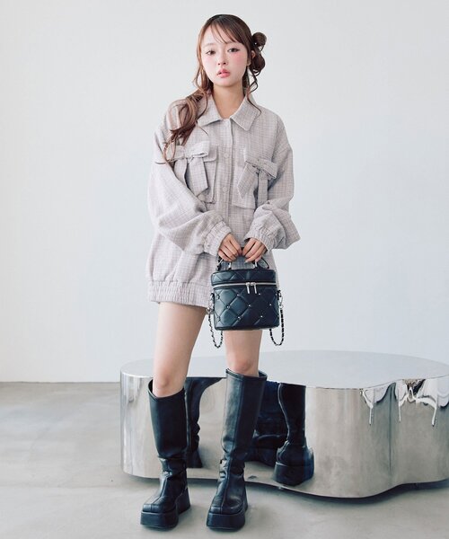 OLIVE des OLIVE(オリーブデオリーブ)の「リボンビッグブルゾン(ブルゾン・レディース・ワンウォッシュ/アイボリー/ピンク・FREE)」の3枚目の写真