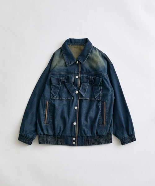 OLIVE des OLIVE(オリーブデオリーブ)の「リボンビッグブルゾン(ブルゾン・レディース・ワンウォッシュ/アイボリー/ピンク・FREE)」の4枚目の写真