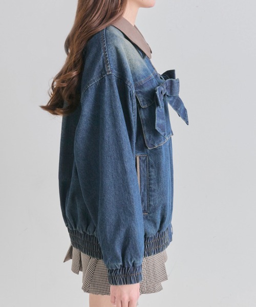 OLIVE des OLIVE(オリーブデオリーブ)の「リボンビッグブルゾン(ブルゾン・レディース・ワンウォッシュ/アイボリー/ピンク・FREE)」の6枚目の写真