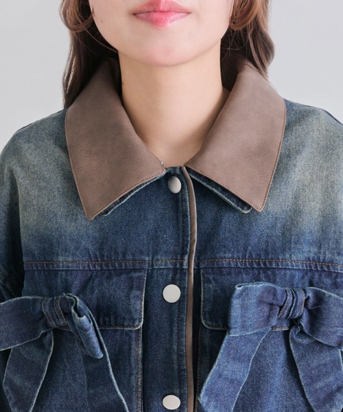 OLIVE des OLIVE(オリーブデオリーブ)の「リボンビッグブルゾン(ブルゾン・レディース・ワンウォッシュ/アイボリー/ピンク・FREE)」の8枚目の写真