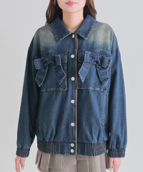 OLIVE des OLIVE(オリーブデオリーブ)の「リボンビッグブルゾン(ブルゾン・レディース・ワンウォッシュ/アイボリー/ピンク・FREE)」の15枚目の写真