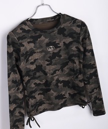 サイドドローストリング 長袖Tシャツ カモフラージュ柄 ラメアブストラクト柄