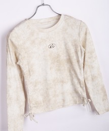 サイドドローストリング 長袖Tシャツ カモフラージュ柄 ラメアブストラクト柄