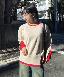 AS KNOW AS plus | ♪リブ重ねて配色レイヤードニットプルオーバー(ニット/セーター)