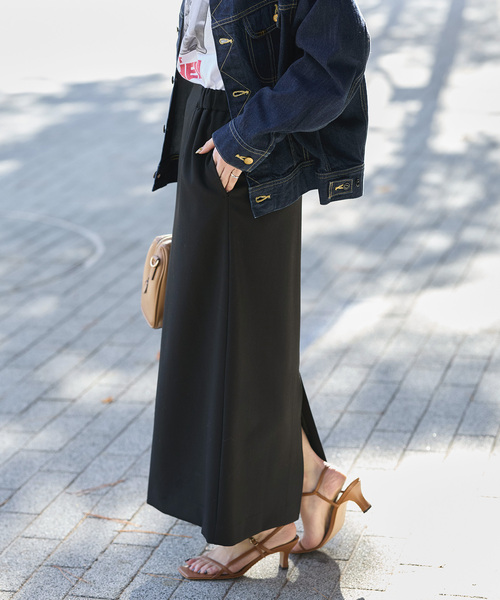 B.C STOCK(ベーセーストック)の「手洗い可 / T/R ダブルクロス スカート(スカート・レディース・ベージュ系その他/ブラック・MEDIUM/SMALL)」の8枚目の写真