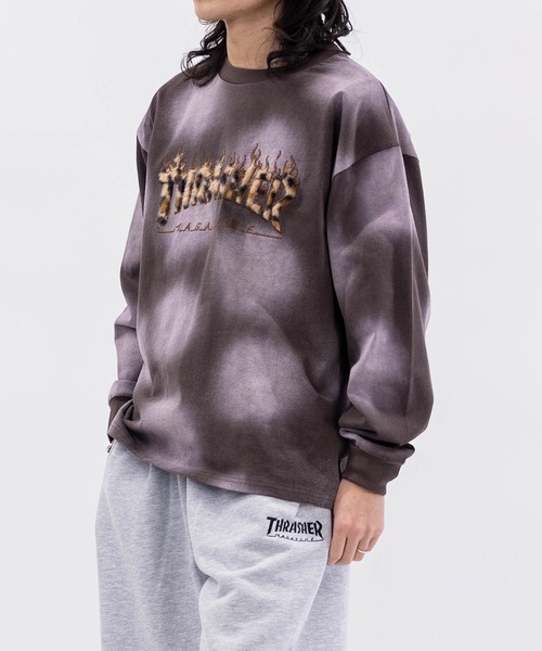 THRASHER（スラッシャー）の「【at】〔THRASHER/スラッシャー〕別注 ファーアップリケ スプレードット フェードロングスリーブTシャツ/ショート丈（Tシャツ/カットソー・メンズ・ピンク/レッド/ブラック/ブラウン・LARGE/MEDIUM/FREE）」の12枚目の写真