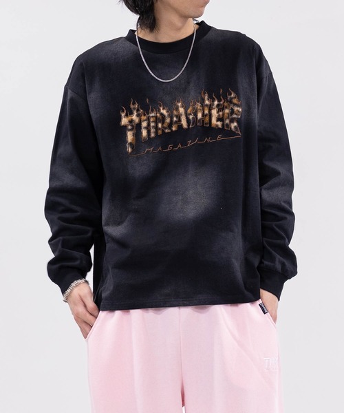 THRASHER（スラッシャー）の「【at】〔THRASHER/スラッシャー〕別注 ファーアップリケ スプレードット フェードロングスリーブTシャツ/ショート丈（Tシャツ/カットソー・メンズ・ピンク/レッド/ブラック/ブラウン・LARGE/MEDIUM/FREE）」の5枚目の写真
