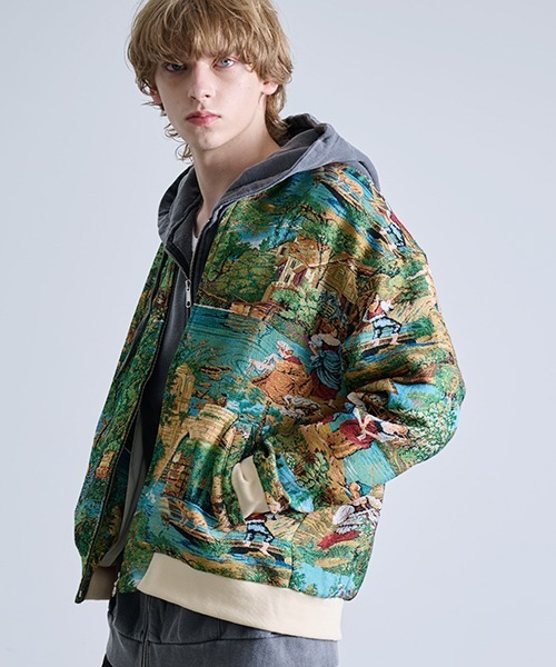 Revo. ヴィンテージライク ゴブラン ジャガード 総柄 ジップアップ