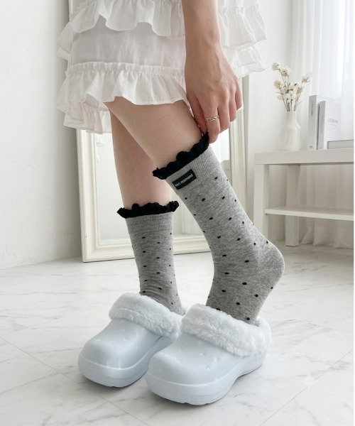 WEGO(ウィゴー)の「26SSエンジェルコア☆星柄ファー厚底クロッグサンダル(サンダル・レディース・ピンク/ブルー/ブラック/アイボリー・MEDIUM/LARGE)」の1枚目の写真